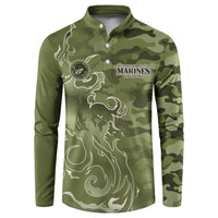 Montford Point Marines Button Sweatshirt Flame Fire Military Green Camo