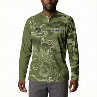 Montford Point Marines Button Sweatshirt Flame Fire Military Green Camo