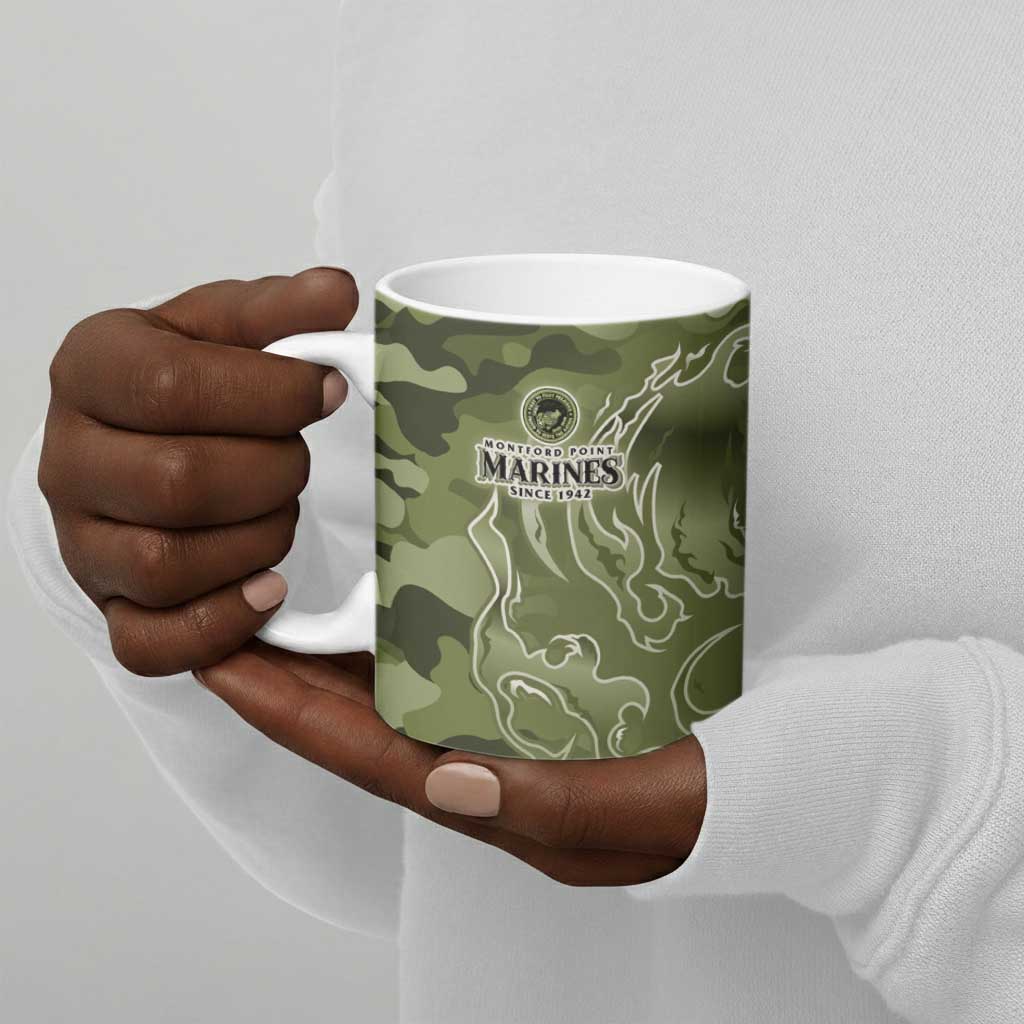 Montford Point Marines Ceramic Mug Flame Fire Military Green Camo