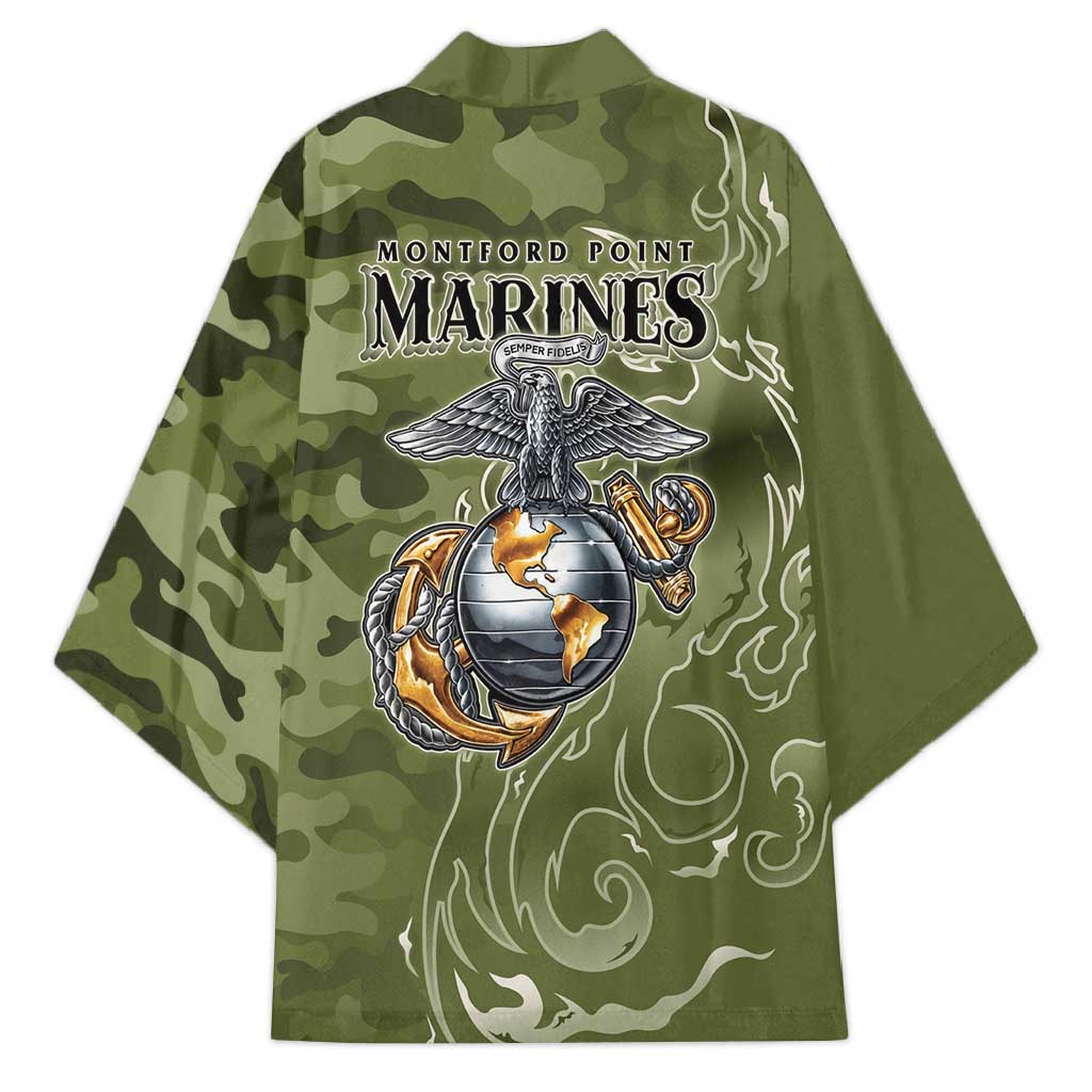 Montford Point Marines Kimono Flame Fire Military Green Camo