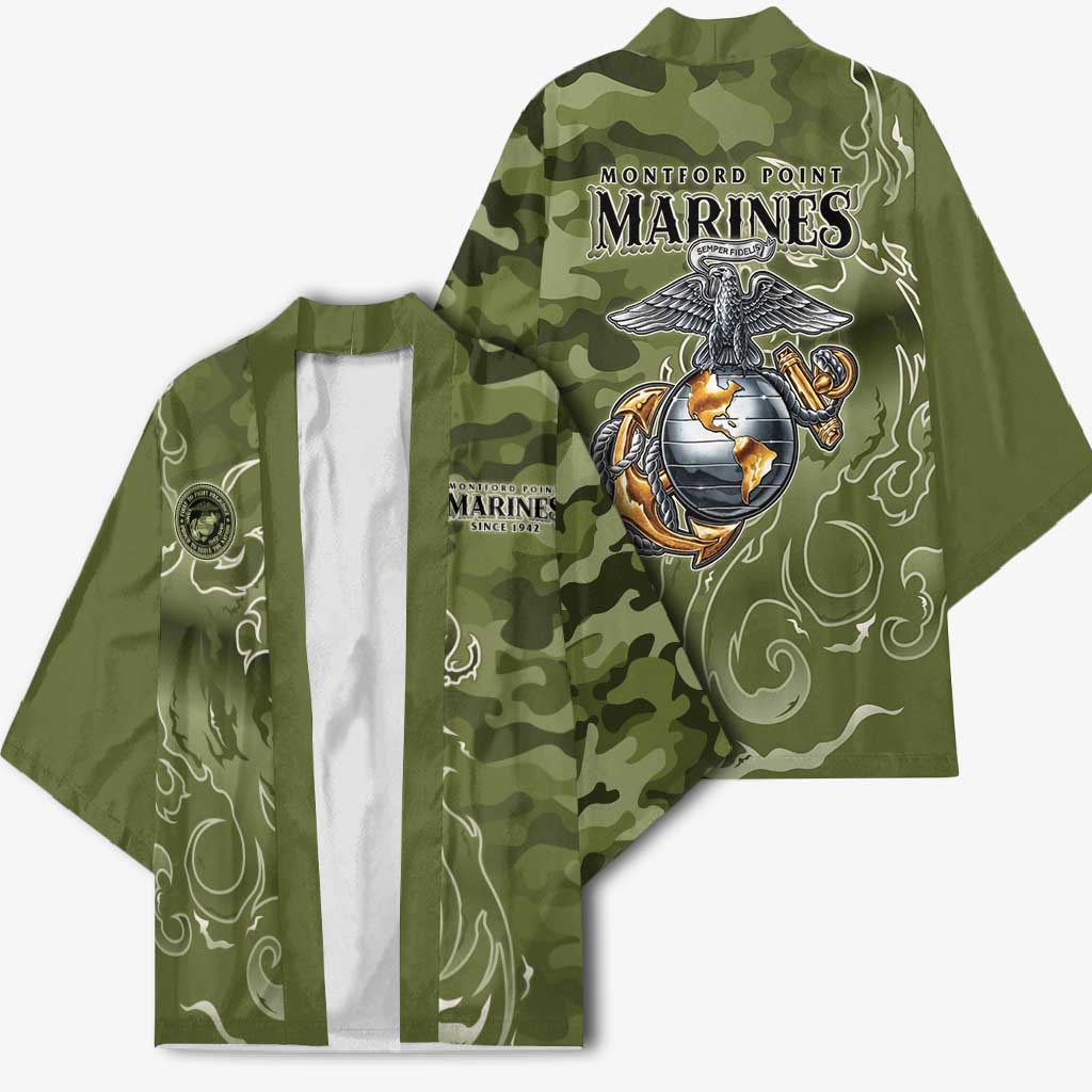 Montford Point Marines Kimono Flame Fire Military Green Camo