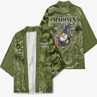 Montford Point Marines Kimono Flame Fire Military Green Camo