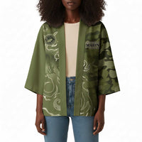 Montford Point Marines Kimono Flame Fire Military Green Camo