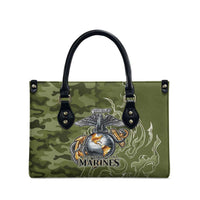 Montford Point Marines Leather Bag Flame Fire Military Green Camo