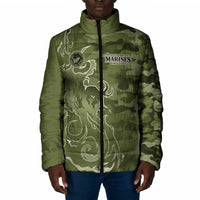 Montford Point Marines Padded Jacket Flame Fire Military Green Camo
