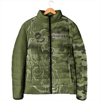 Montford Point Marines Padded Jacket Flame Fire Military Green Camo