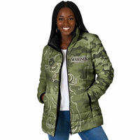 Montford Point Marines Padded Jacket Flame Fire Military Green Camo