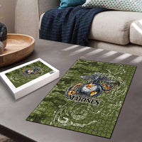 Montford Point Marines Puzzle Flame Fire Military Green Camo