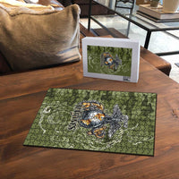 Montford Point Marines Puzzle Flame Fire Military Green Camo