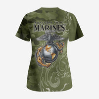 Montford Point Marines Scrub Top Flame Fire Military Green Camo