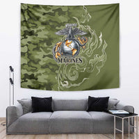Montford Point Marines Tapestry Flame Fire Military Green Camo