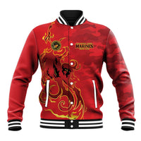 Montford Point Marines Baseball Jacket Flame Fire Military Red Camo
