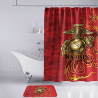 Montford Point Marines Bathroom Set Flame Fire Military Red Camo