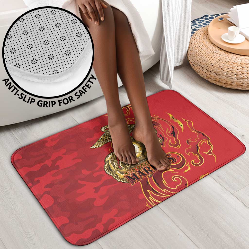 Montford Point Marines Bathroom Set Flame Fire Military Red Camo