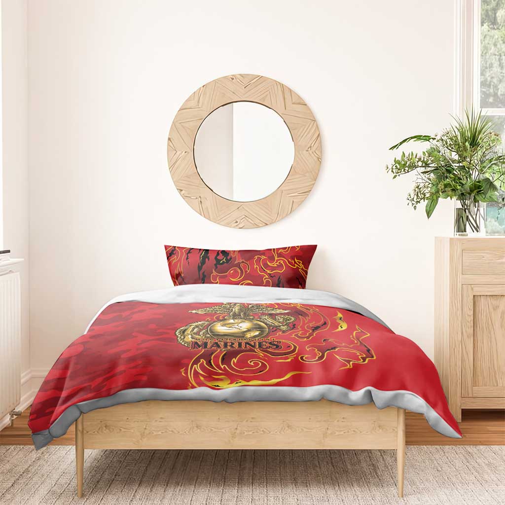 Montford Point Marines Bedding Set Flame Fire Military Red Camo