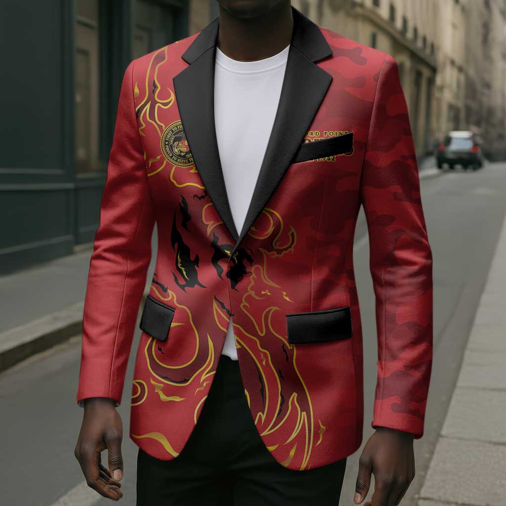 Montford Point Marines Blazer Flame Fire Military Red Camo