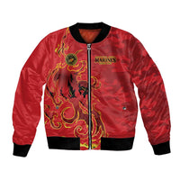 Montford Point Marines Bomber Jacket Flame Fire Military Red Camo