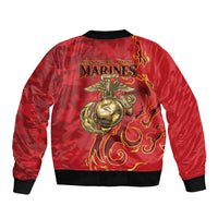Montford Point Marines Bomber Jacket Flame Fire Military Red Camo