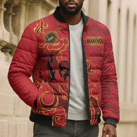 Montford Point Marines Bomber Puffer Jacket Flame Fire Military Red Camo