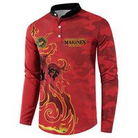 Montford Point Marines Button Sweatshirt Flame Fire Military Red Camo