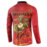 Montford Point Marines Button Sweatshirt Flame Fire Military Red Camo