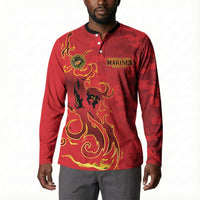 Montford Point Marines Button Sweatshirt Flame Fire Military Red Camo