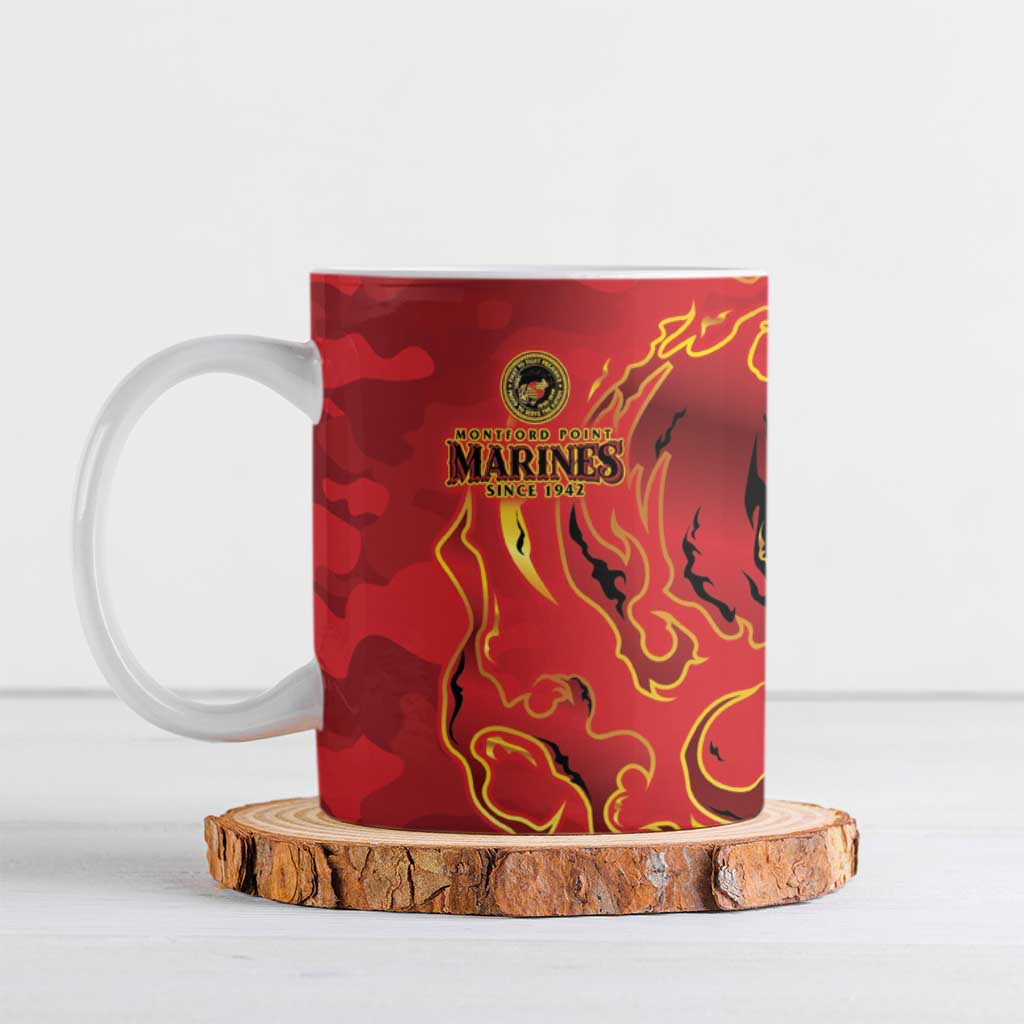 Montford Point Marines Ceramic Mug Flame Fire Military Red Camo