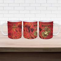 Montford Point Marines Ceramic Mug Flame Fire Military Red Camo