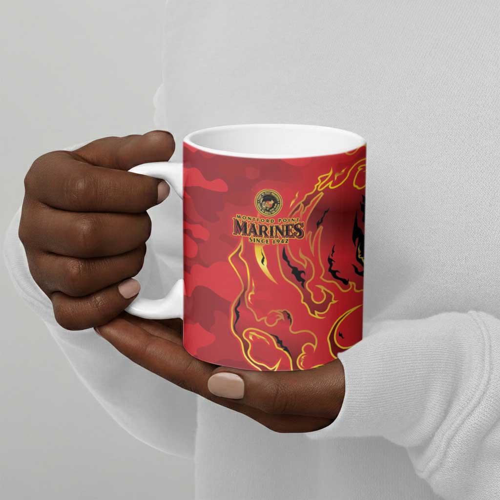 Montford Point Marines Ceramic Mug Flame Fire Military Red Camo