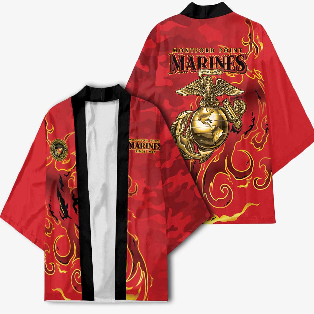 Montford Point Marines Kimono Flame Fire Military Red Camo