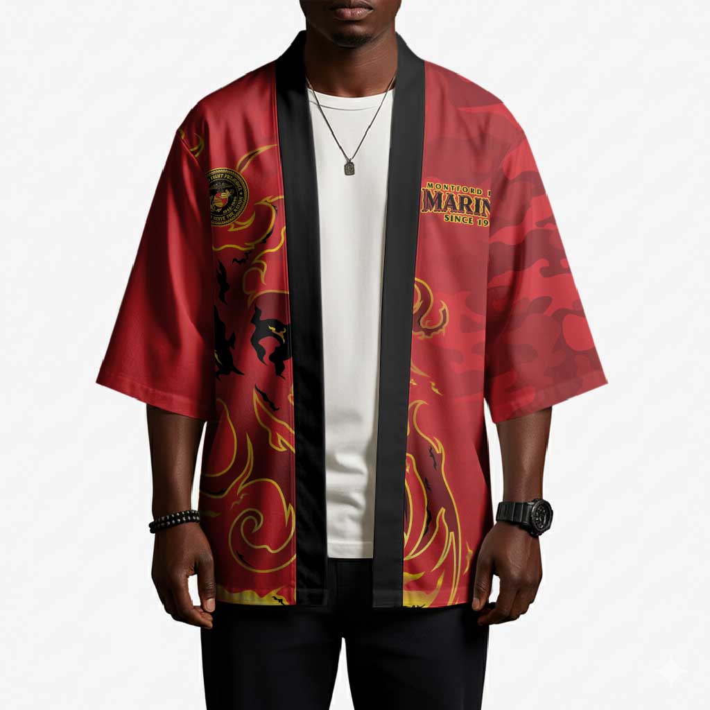 Montford Point Marines Kimono Flame Fire Military Red Camo