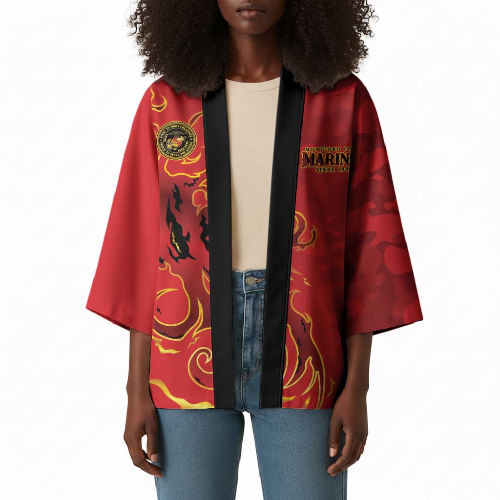 Montford Point Marines Kimono Flame Fire Military Red Camo