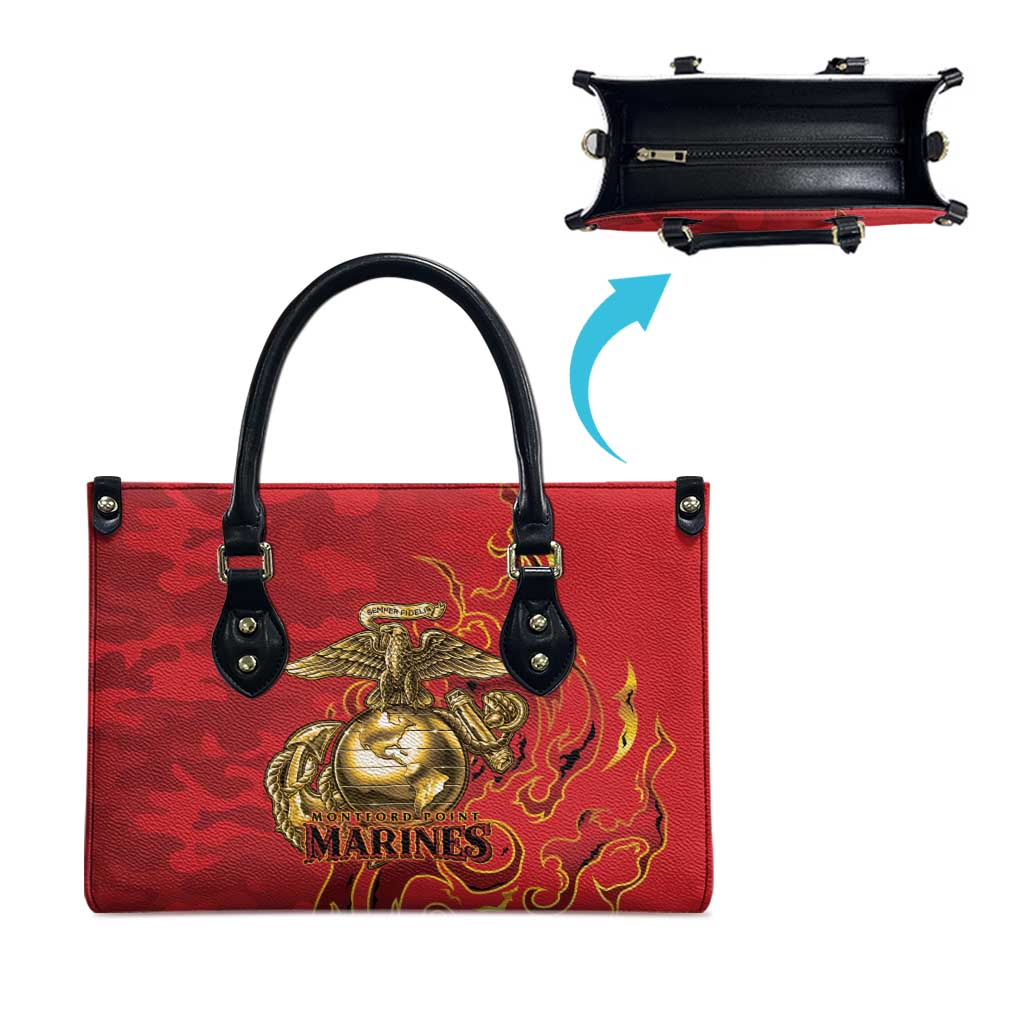 Montford Point Marines Leather Bag Flame Fire Military Red Camo