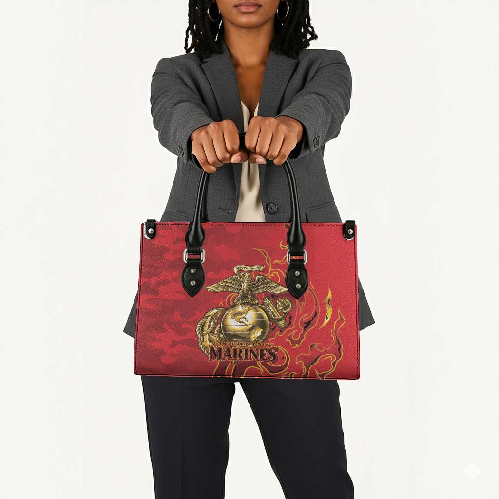 Montford Point Marines Leather Bag Flame Fire Military Red Camo
