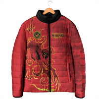 Montford Point Marines Padded Jacket Flame Fire Military Red Camo