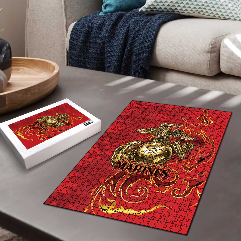 Montford Point Marines Puzzle Flame Fire Military Red Camo