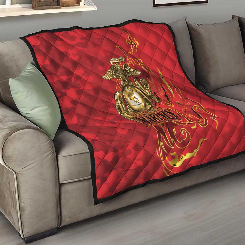 Montford Point Marines Quilt Flame Fire Military Red Camo