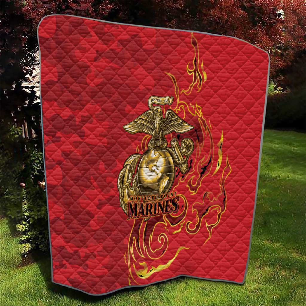 Montford Point Marines Quilt Flame Fire Military Red Camo