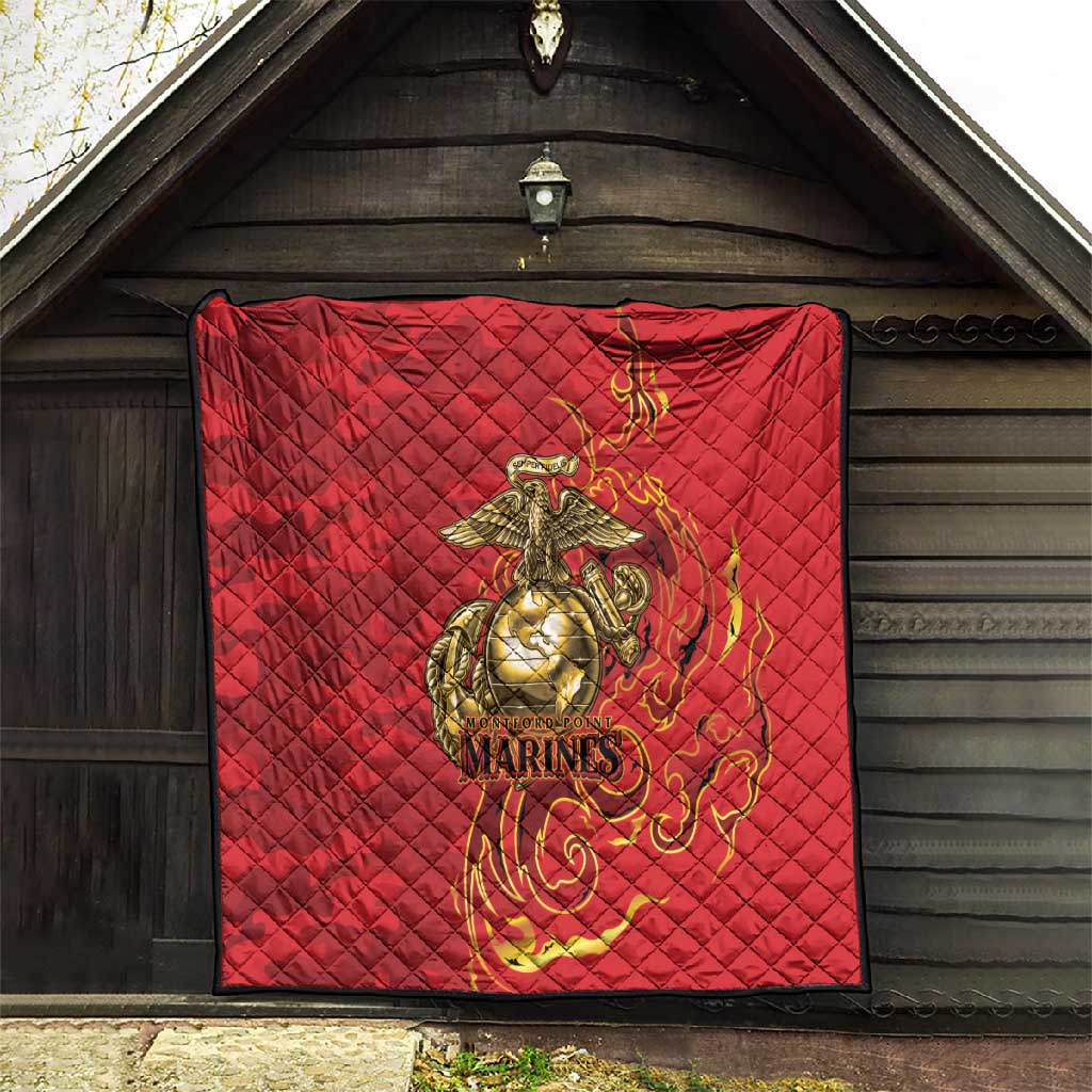 Montford Point Marines Quilt Flame Fire Military Red Camo