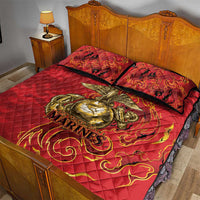 Montford Point Marines Quilt Bed Set Flame Fire Military Red Camo