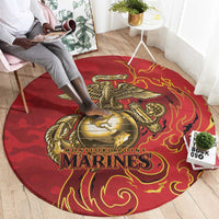 Montford Point Marines Round Carpet Flame Fire Military Red Camo