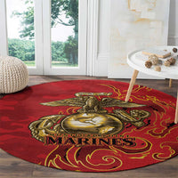 Montford Point Marines Round Carpet Flame Fire Military Red Camo