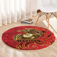 Montford Point Marines Round Carpet Flame Fire Military Red Camo