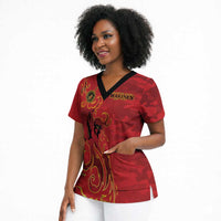 Montford Point Marines Scrub Top Flame Fire Military Red Camo