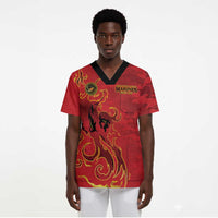 Montford Point Marines Scrub Top Flame Fire Military Red Camo