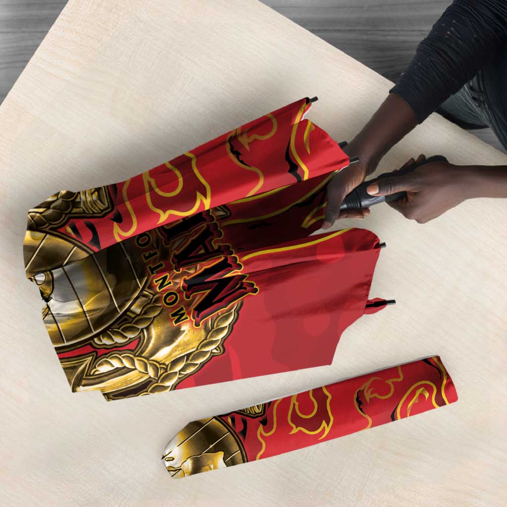 Montford Point Marines Umbrella Flame Fire Military Red Camo