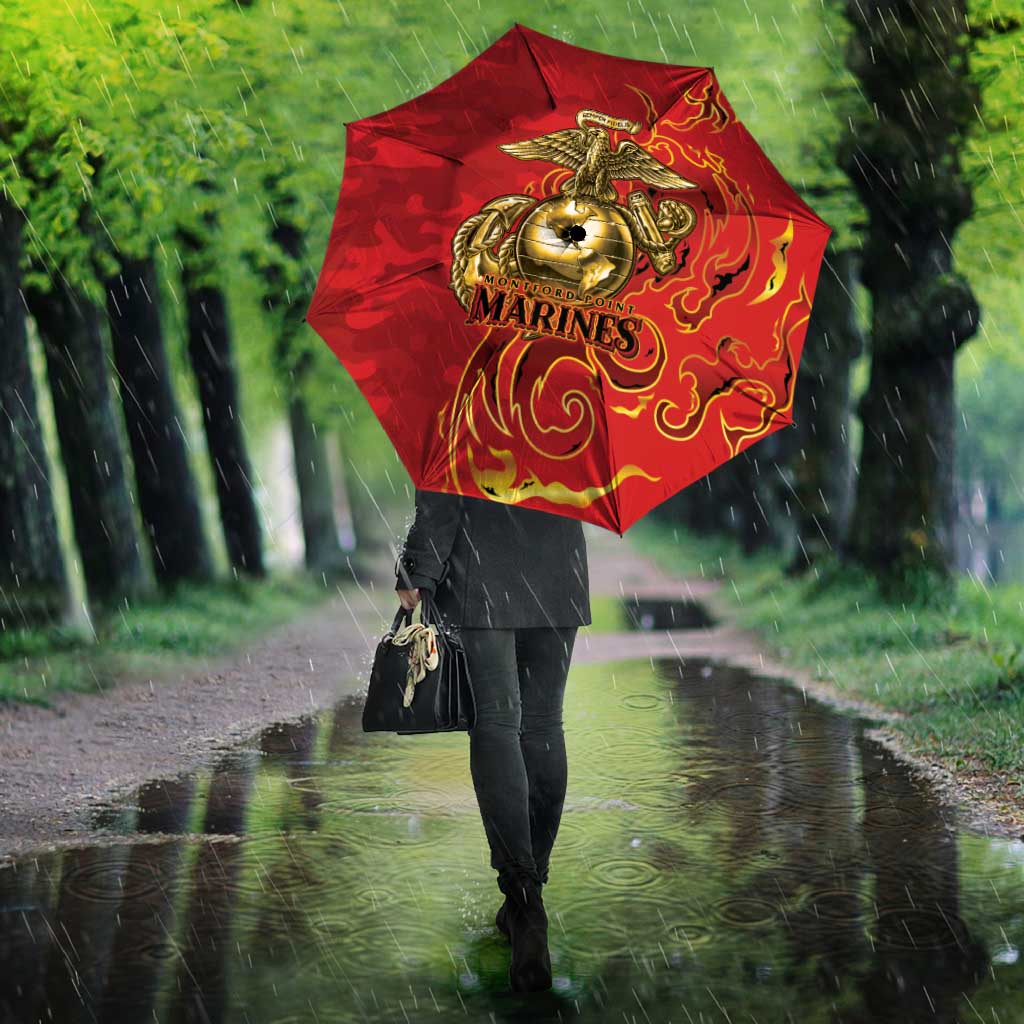 Montford Point Marines Umbrella Flame Fire Military Red Camo
