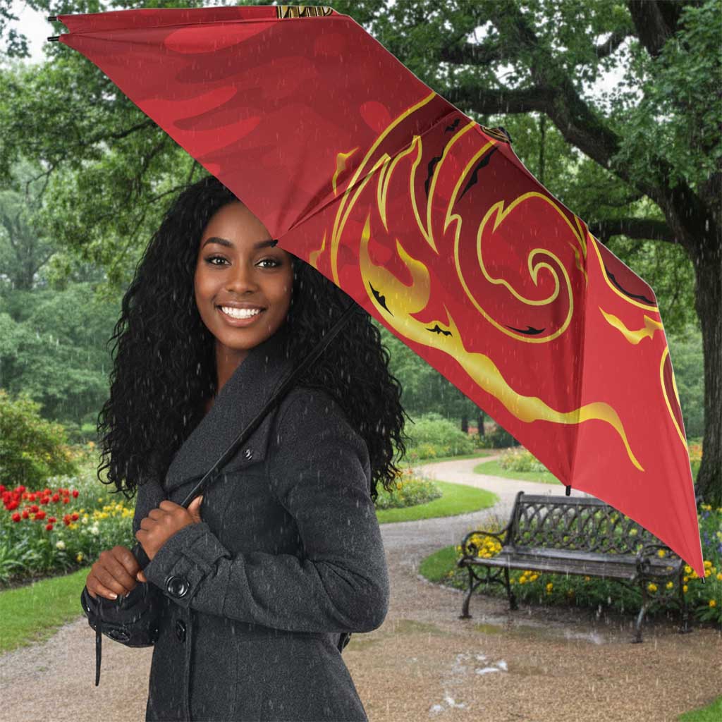 Montford Point Marines Umbrella Flame Fire Military Red Camo