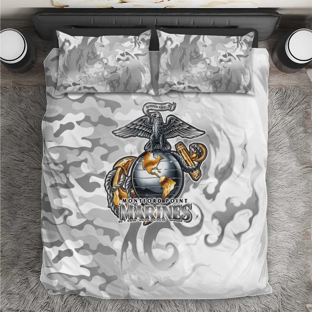 Montford Point Marines Bedding Set Flame Fire Military White Camo