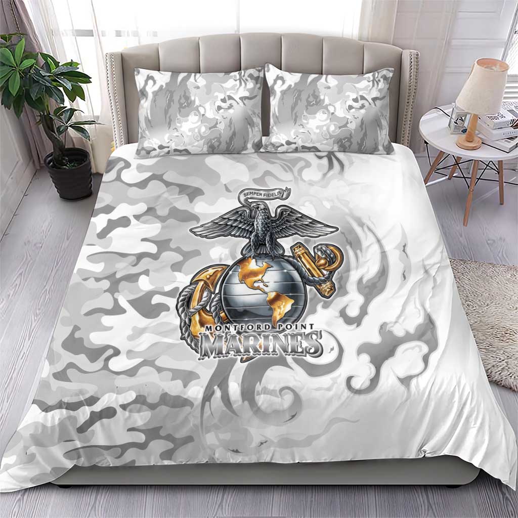 Montford Point Marines Bedding Set Flame Fire Military White Camo